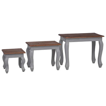 Nesting Table Set 3 Pieces Solid Mahogany Wood