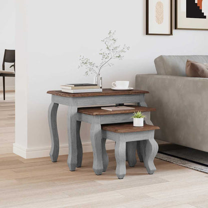 244505 vidaXL Nesting Table Set 3 Pieces Solid Mahogany Wood