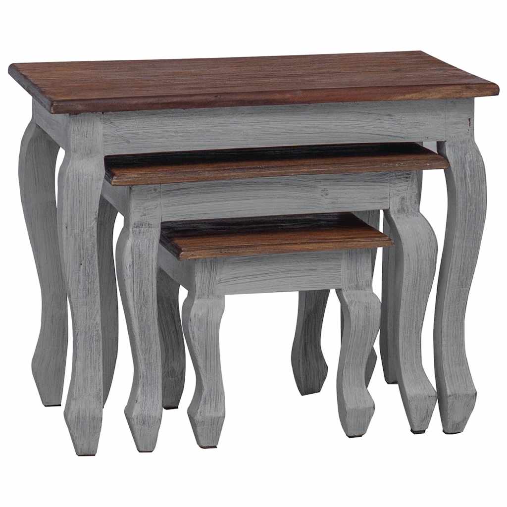 Nesting Table Set 3 Pieces Solid Mahogany Wood