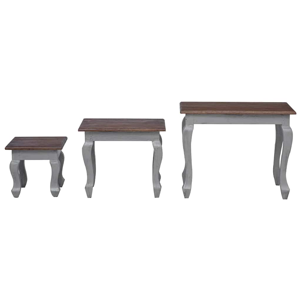 Nesting Table Set 3 Pieces Solid Mahogany Wood