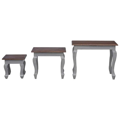 Nesting Table Set 3 Pieces Solid Mahogany Wood