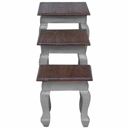 Nesting Table Set 3 Pieces Solid Mahogany Wood