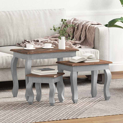 244505 vidaXL Nesting Table Set 3 Pieces Solid Mahogany Wood