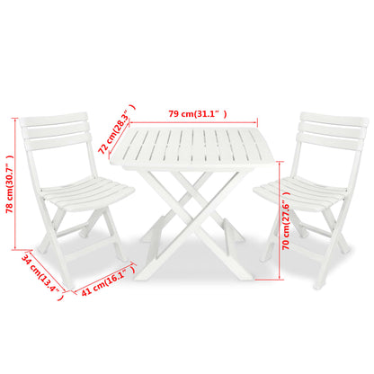 Garden Furniture Set | White | Plastic |  Foldable  | Bistro Table