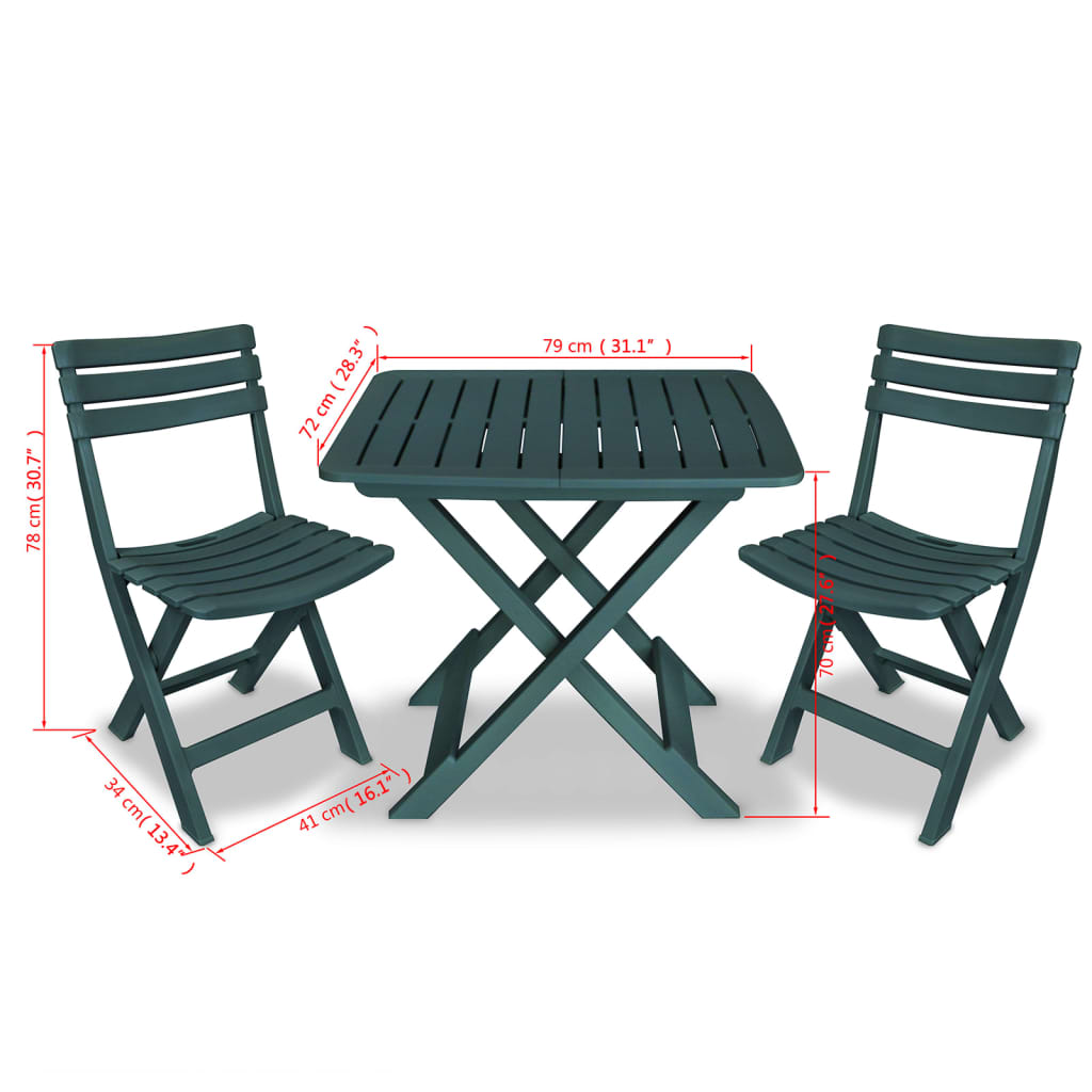 Garden Furniture Set | Green | Plastic | Small | Foldable | Bistro Set