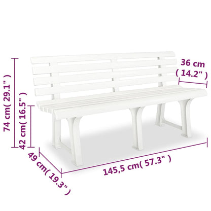 Garden Bench | White | Plastic | Standard | Durable | Garden Bench