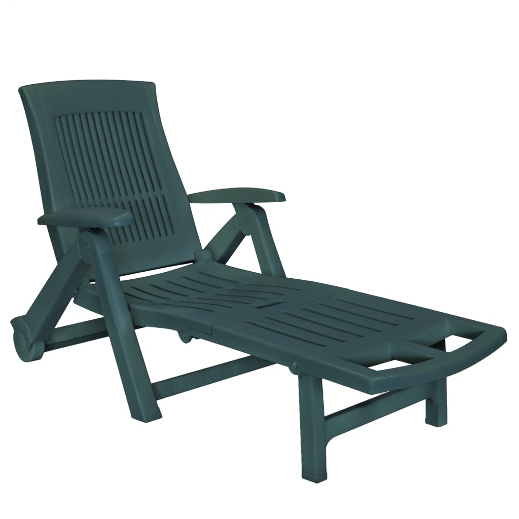 Sunlounger | Green | Plastic | One Size | Foldable | Sun Lounger