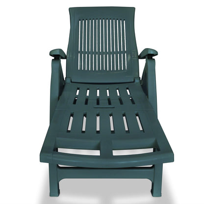 Sunlounger | Green | Plastic | One Size | Foldable | Sun Lounger
