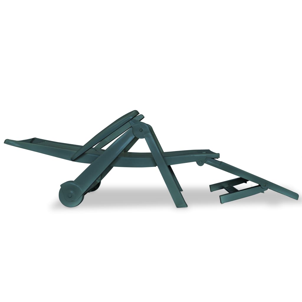 Sunlounger | Green | Plastic | One Size | Foldable | Sun Lounger