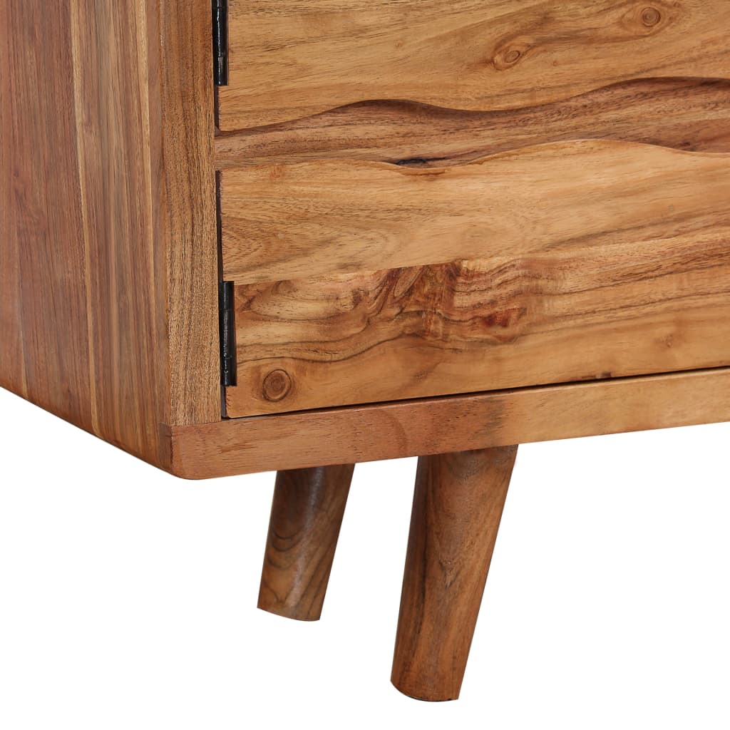 244973 vidaXL TV Cabinet Solid Acacia Wood with Carved Doors 117x30x40 cm