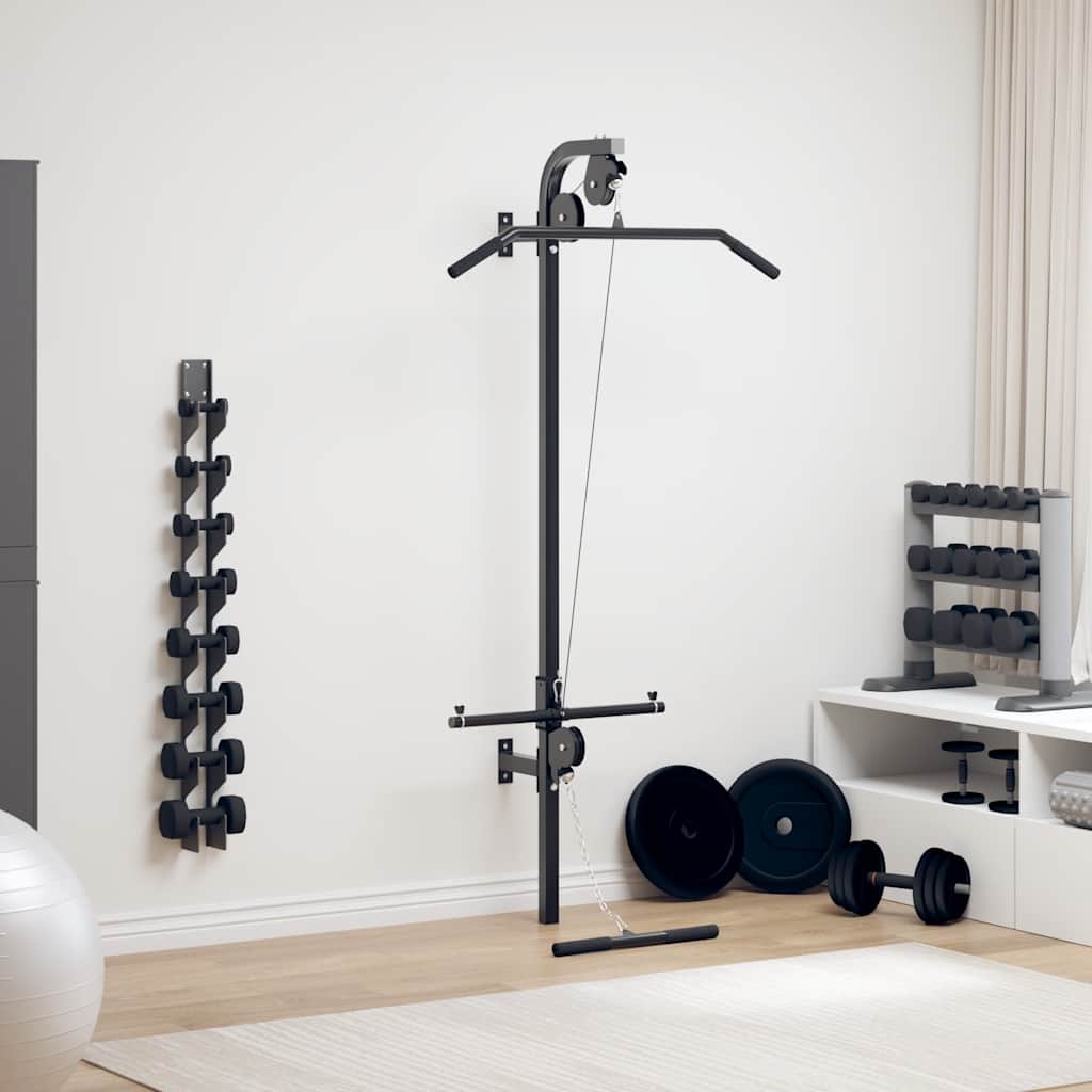 91369 vidaXL Wall-mounted Home Gym with 2 Pulleys