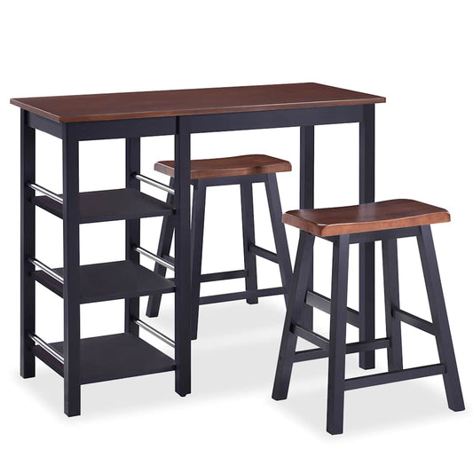 Bar Set | Black and brown | MDF, Rubberwood | Standard | Bar Set