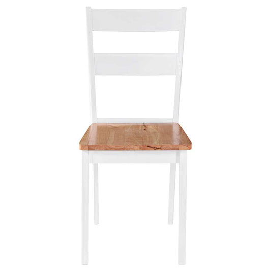 Dining Chair | Set of 2 | White and natural wood | Solid Rubberwood