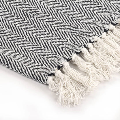 Throw Cotton Herringbone 125x150 cm Navy Blue