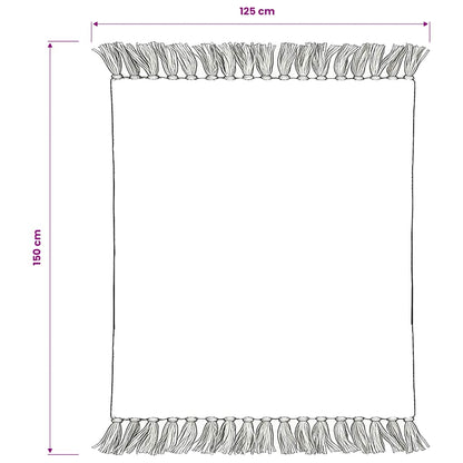 Throw Cotton Stripes 125x150 cm Grey and White
