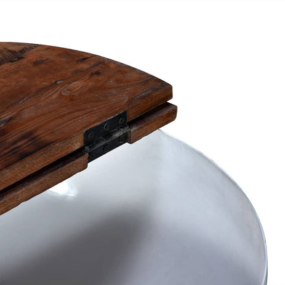 Coffee Table Set 2 Pieces Solid Reclaimed Wood White Bowl Shape