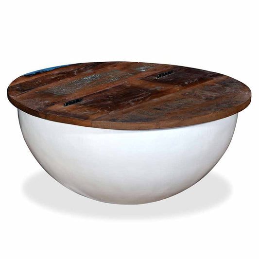 245258 vidaXL Coffee Table Solid Reclaimed Wood White Bowl Shape