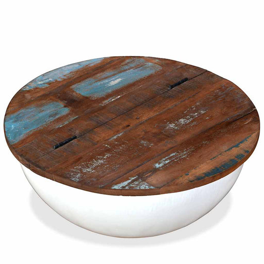 245258 vidaXL Coffee Table Solid Reclaimed Wood White Bowl Shape