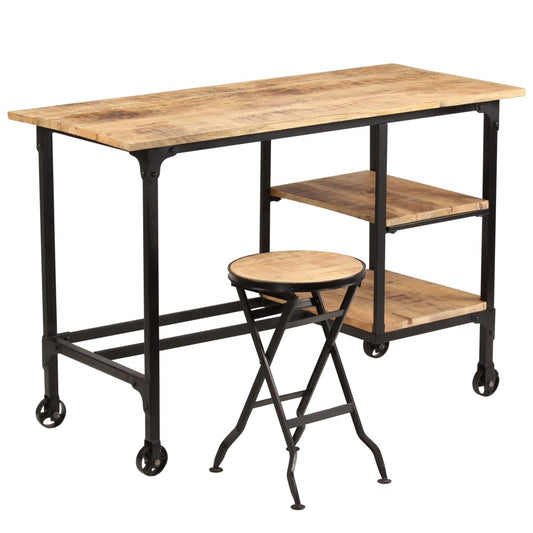 Desk | Mango wood and black | Solid mango wood and powder-coated steel