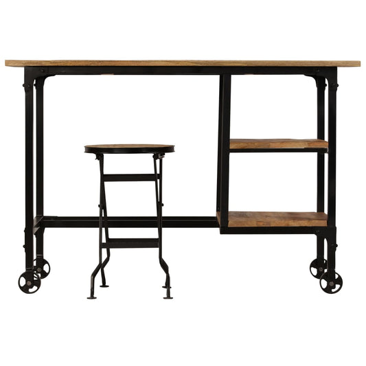 Desk | Mango wood and black | Solid mango wood and powder-coated steel