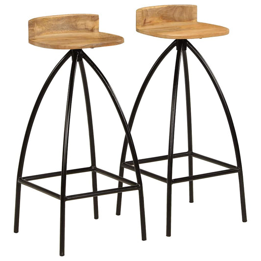 Bar Stools 2 pcs Solid Mango Wood
