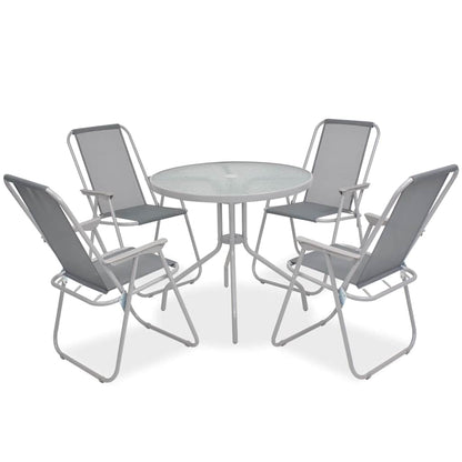 43785 vidaXL 6 Piece Outdoor Dining Set Steel and Textilene Grey