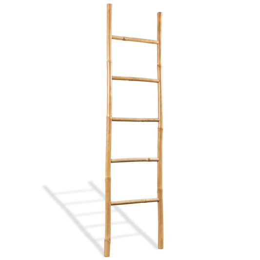 43719 vidaXL Towel Ladder with 5 Rungs Bamboo 150 cm