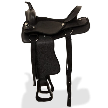 Western Saddle. Headstall&Breast Collar Real Leather 17" Black