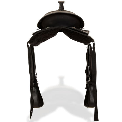 Western Saddle. Headstall&Breast Collar Real Leather 17" Black