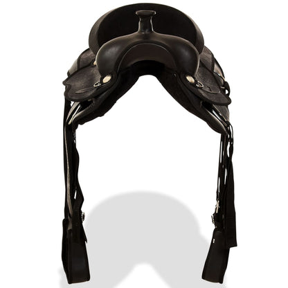 Western Saddle. Headstall&Breast Collar Real Leather 17" Black