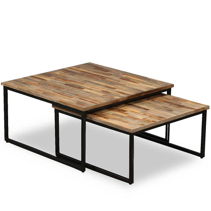 245406 vidaXL Nesting Coffee Table Set 2 Pieces Solid Reclaimed Teak