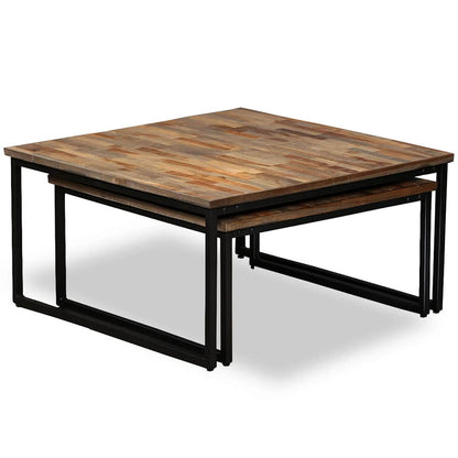 245406 vidaXL Nesting Coffee Table Set 2 Pieces Solid Reclaimed Teak