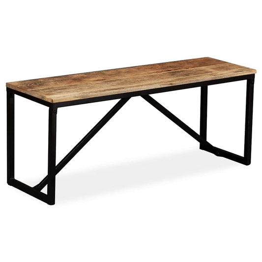 Bench | Wood with Black Legs | Solid Mango Wood, Steel | Medium | Durable