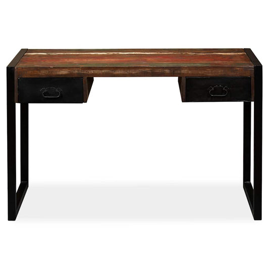 244905 vidaXL Desk with 2 Drawers Solid Reclaimed Wood 120x50x76 cm