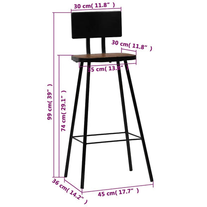 Bar Chairs 2 pcs Solid Reclaimed Wood