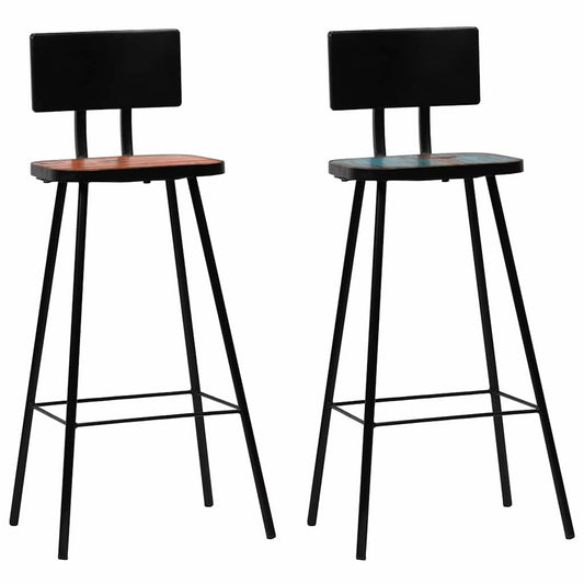 Bar Stools 2 pcs Solid Reclaimed Wood