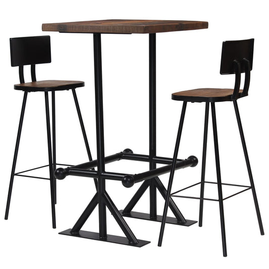Bar Set | Multicolour | Solid reclaimed wood and powder-coated steel
