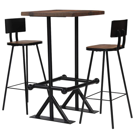 245394 vidaXL Bar Set 3 Piece Solid Reclaimed Wood