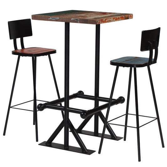 Bar Set | Multicolour | Solid Reclaimed Wood | Medium | Industrial