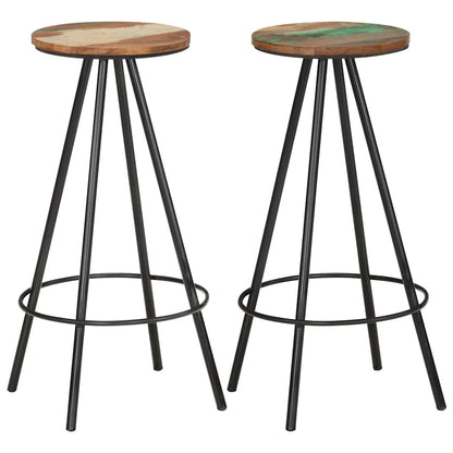 Bar Stools 2 pcs Solid Reclaimed Wood