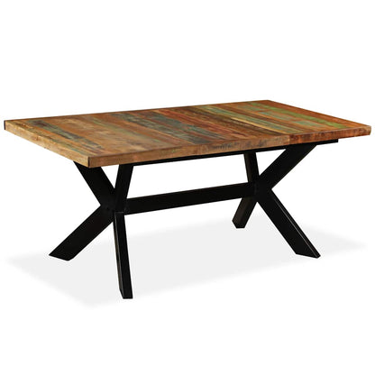 244804 vidaXL Dining Table Solid Reclaimed Wood and Steel Cross 180 cm