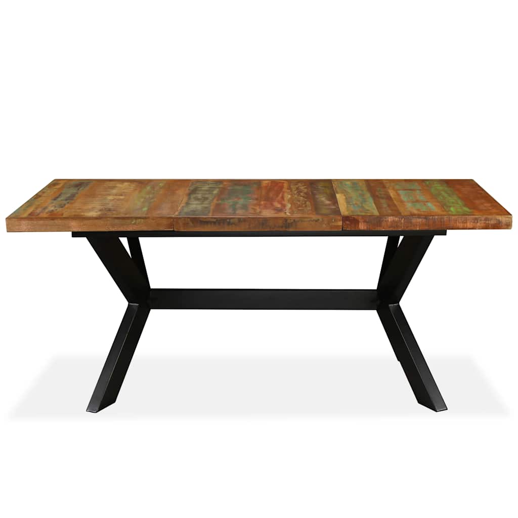 244804 vidaXL Dining Table Solid Reclaimed Wood and Steel Cross 180 cm