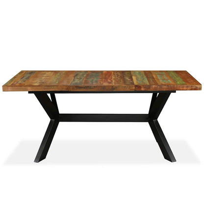 244804 vidaXL Dining Table Solid Reclaimed Wood and Steel Cross 180 cm