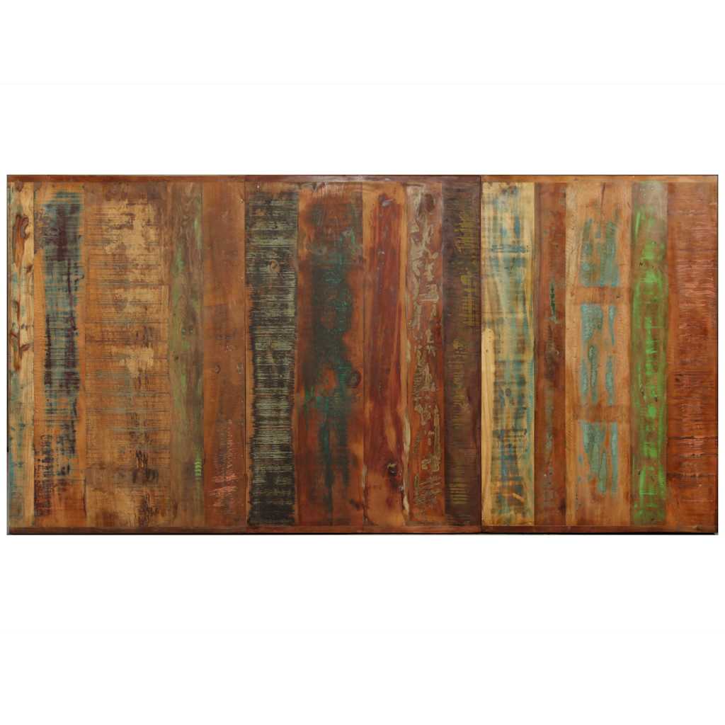 244804 vidaXL Dining Table Solid Reclaimed Wood and Steel Cross 180 cm