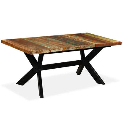 244804 vidaXL Dining Table Solid Reclaimed Wood and Steel Cross 180 cm