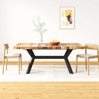244804 vidaXL Dining Table Solid Reclaimed Wood and Steel Cross 180 cm