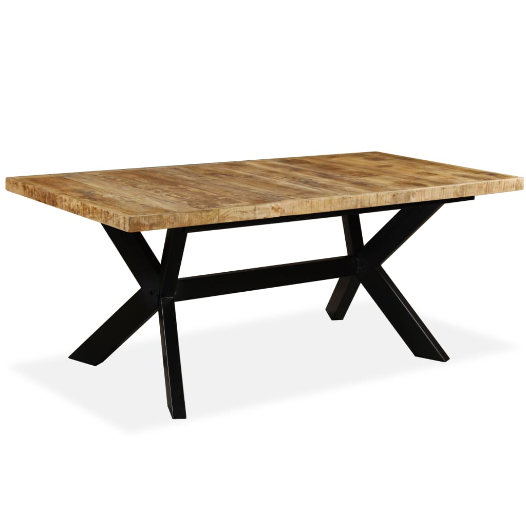 Dining Table Solid Mango Wood and Steel Cross 180 cm