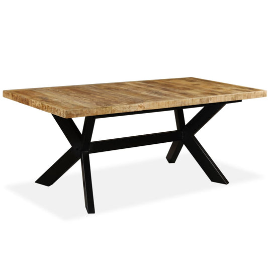 Dining Table Solid Mango Wood and Steel Cross 180 cm