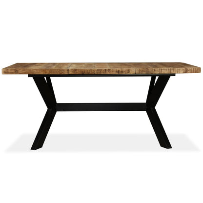 Dining Table Solid Mango Wood and Steel Cross 180 cm