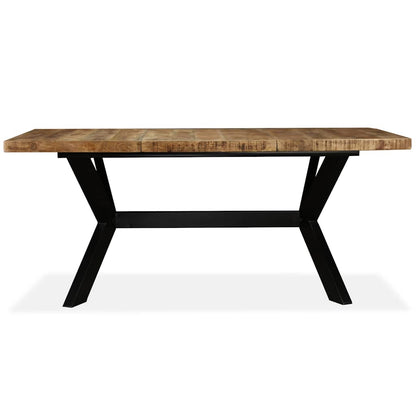 244805 vidaXL Dining Table Solid Mango Wood and Steel Cross 180 cm